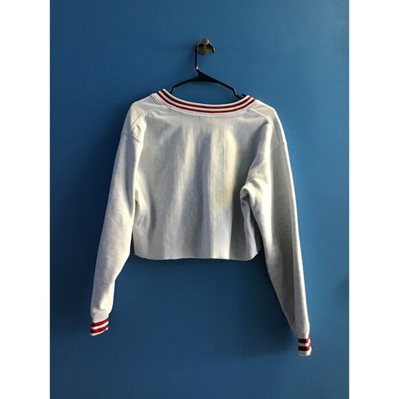 Champion IU INDIANA Hoosiers V-neck Cropped Gray Sweatshirt Women's Size Small - Picture 2 of 2